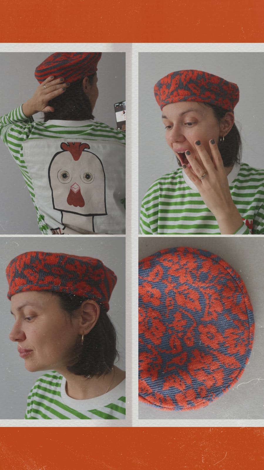 BERET - ORANGE PATCHWORK