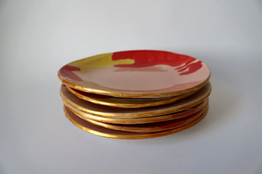 SET OF 6 PLATES, PINK